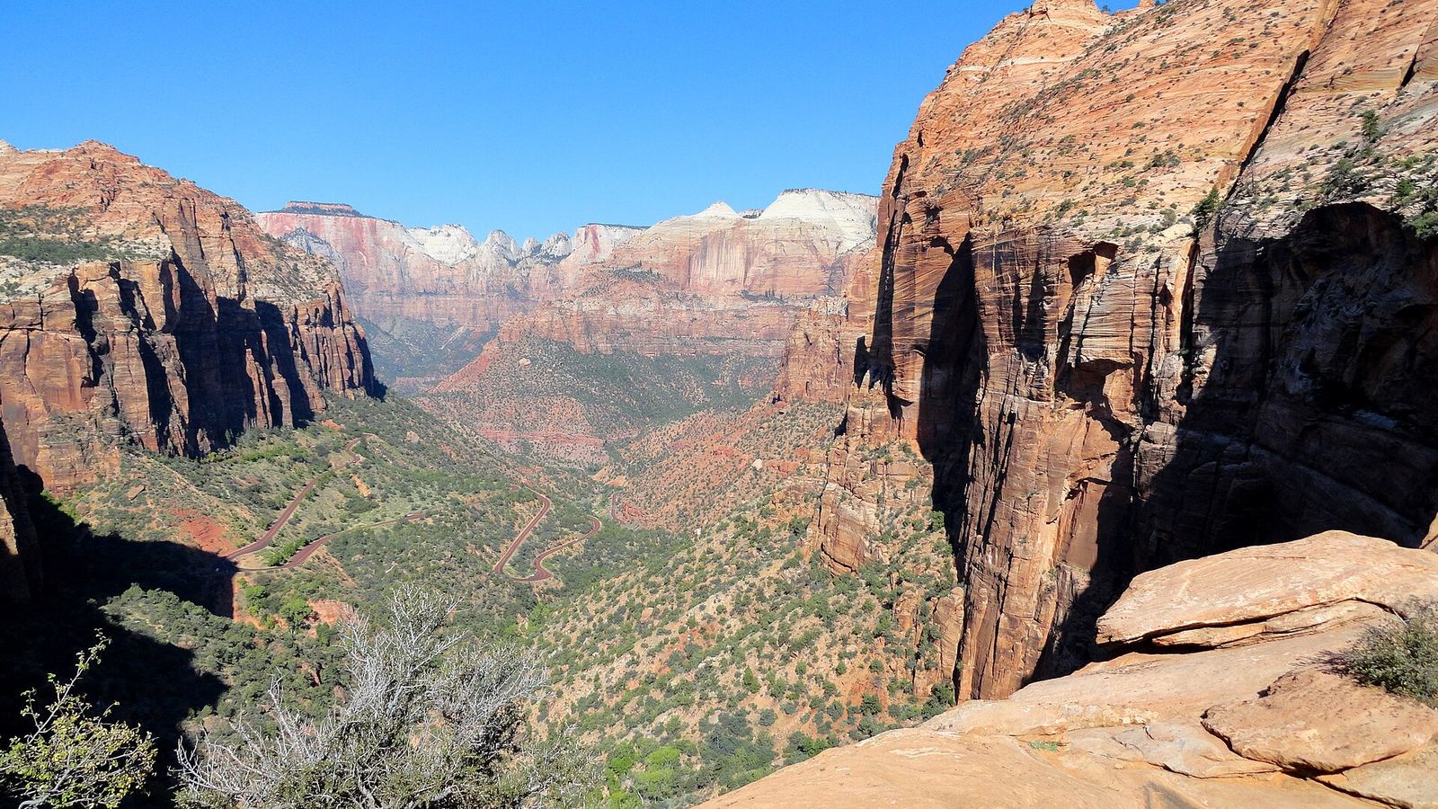 View down Zion Canyon from the Canyon Overlook Trail
