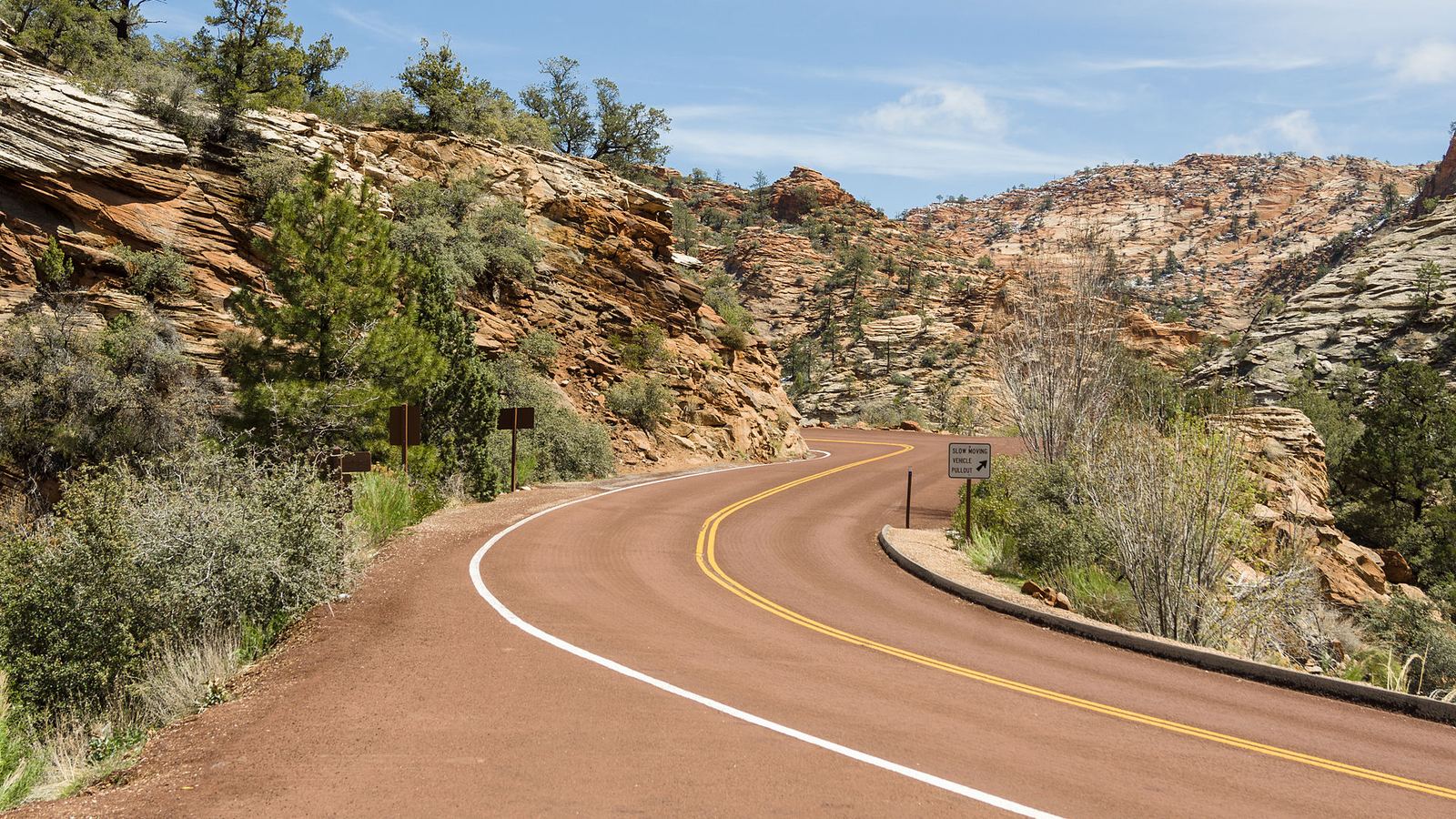 State Route 9 near Canyon Overlook trailhead in Utah, USA.